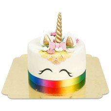 Rainbow Unicorn Deluxe Cake - double height (Small (12 Servings))