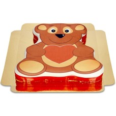 Teddy bear shape cake with heart