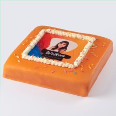 Festive marzipan photo cake orange (8 people)