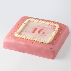 Marzipan photo cake pink (8 people)