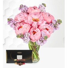 Paradise Peonies with Chocolates (Standard)