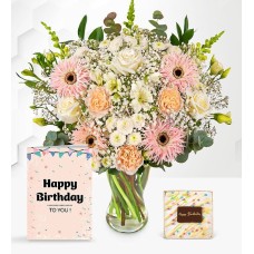 Florist's Choice with Birthday Cake & Card (Standard)