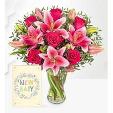Rose and Lily with New Baby Card (Standard)