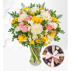 Rose and Freesia & Belgian Chocolates (Standard)