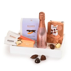 Neuhaus Gift Tray With Bottega Rose Spumante and Chocolates