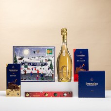 Festive Gift with Non-Alcoholic Sparkling Wine, Leonidas Chocolates & Jules Destrooper Biscuits