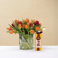 Colorful Tulips with Corne Port-Royal Orangettes