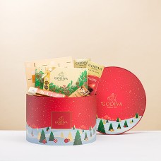 Godiva Winter Wonderland Round Hamper Red