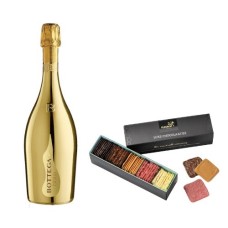 Gift package Prosecco and box of luxury Chocolates