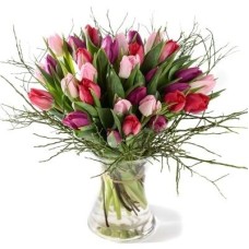Bouquet "Mixed pink tulips" (20 Tulips + greens)