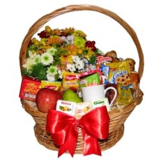 Breakfast Gift Basket with Flowers