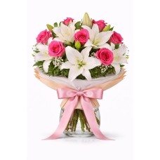 Roses and Lilies in a Vase