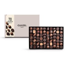 Assortment of 70 dark and milk chocolates by Cluizel
