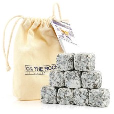 9 Aubrac Granite Stone Ice Cubes in cotton bag