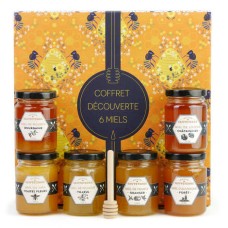 6 Honey Jars Gift Set and wood dipper