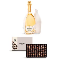 Assortment of chocolates and Champagne Ruinart Brut