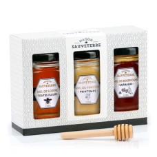 Gift box 3 French honeys and honey spoon