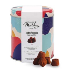 Fancy raspberry macaroon truffles - Decorative metal box