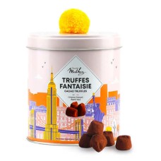 Fancy truffles with popcorn in a mini tin Travel New York