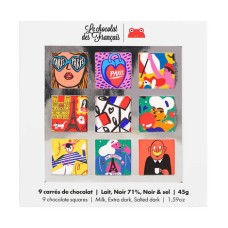 Box of 9 organic assorted chocolate squares - Le Parisien (Box of 45g)
