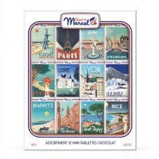 The France map case of 12 mini chocolate bars