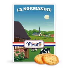 Normandy-style metal box filled with apple shortbread