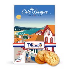 Southwest-style metal box filled with crunchy hazelnut biscuits