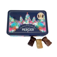 Mercier marshmallow teddy bear tin box in 3 assorted colors