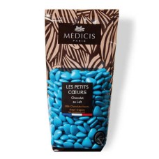 Turquoise Heart-Shaped Milk Chocolate Dragees (250g bag)