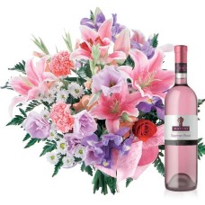 Name-day flowers with pink wine (Small)