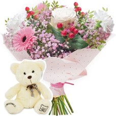 Powder Bouquet with a teddy bear (Small)