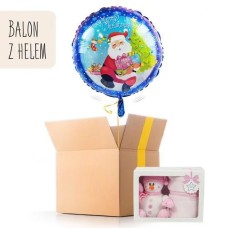 Snowman with a blanket and a balloon for a girl
