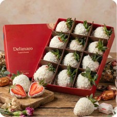 White Chocolate Covered Strawberries with Coconut Sprinkles