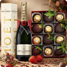 Dark and Gold in Dark Chocolate with Ferrero Rocher + Moët Champagne
