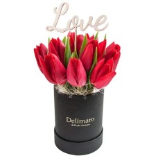 Red tulips in a black box (Small)