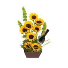 EIGHT SUNFLOWERS AND WINE