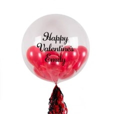 Personalised Boutique Red and Black Double Balloons (3 Balloons Gift Boxed)
