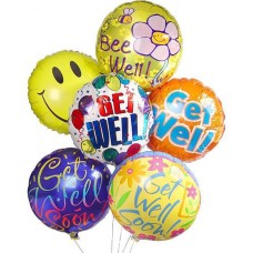 Get Well Soon Balloon Bouquet (3 Mylar & 2 Latex Balloons to Theme)