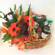 Gourmet Gift Basket and Flowers (Small)