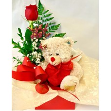 Chocolates, Teddy-Bear and Rose in a Box (Small)
