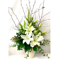 White Floral Arrangement in Vase (Small)