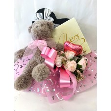 Heart Box with Teddy and Roses