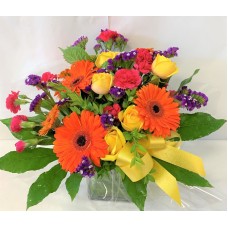Vibrant Happy Mix in Glass Vase