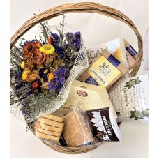 Gourmet Gift Basket With Dried Flowers & Chocolates