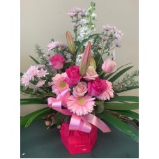 Pink Arrangement in Water Box
