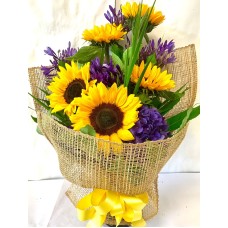Sunflowers & Purple in Modern Wrap