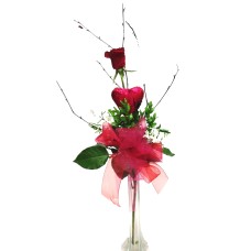 Single Rose with Chocolate Heart in Vase