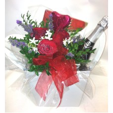 Box with Wine, Chocolates and Flowers (Small)