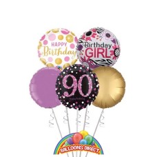 Ladies 90th Birthday Balloon Bouquet (3 Balloon Bouquet)