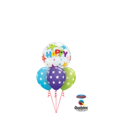 Happy Birthday Bubble Stars Balloon Bouquet